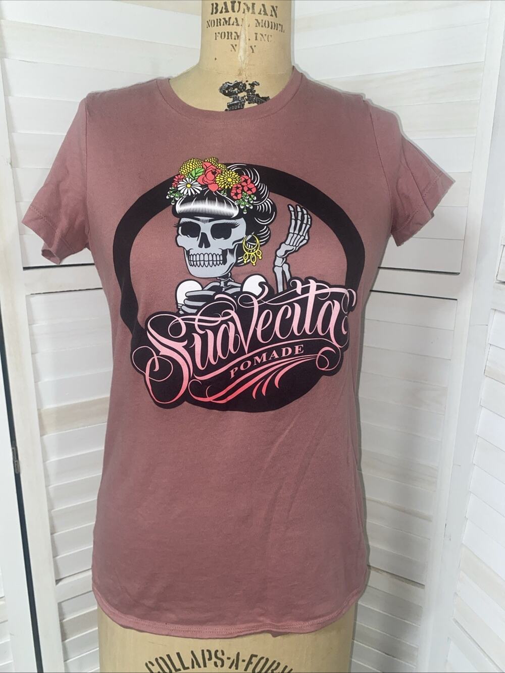 Suavecito Pomade Pink Mauve Fitted Cotton T Shirt Ladies Sz Large